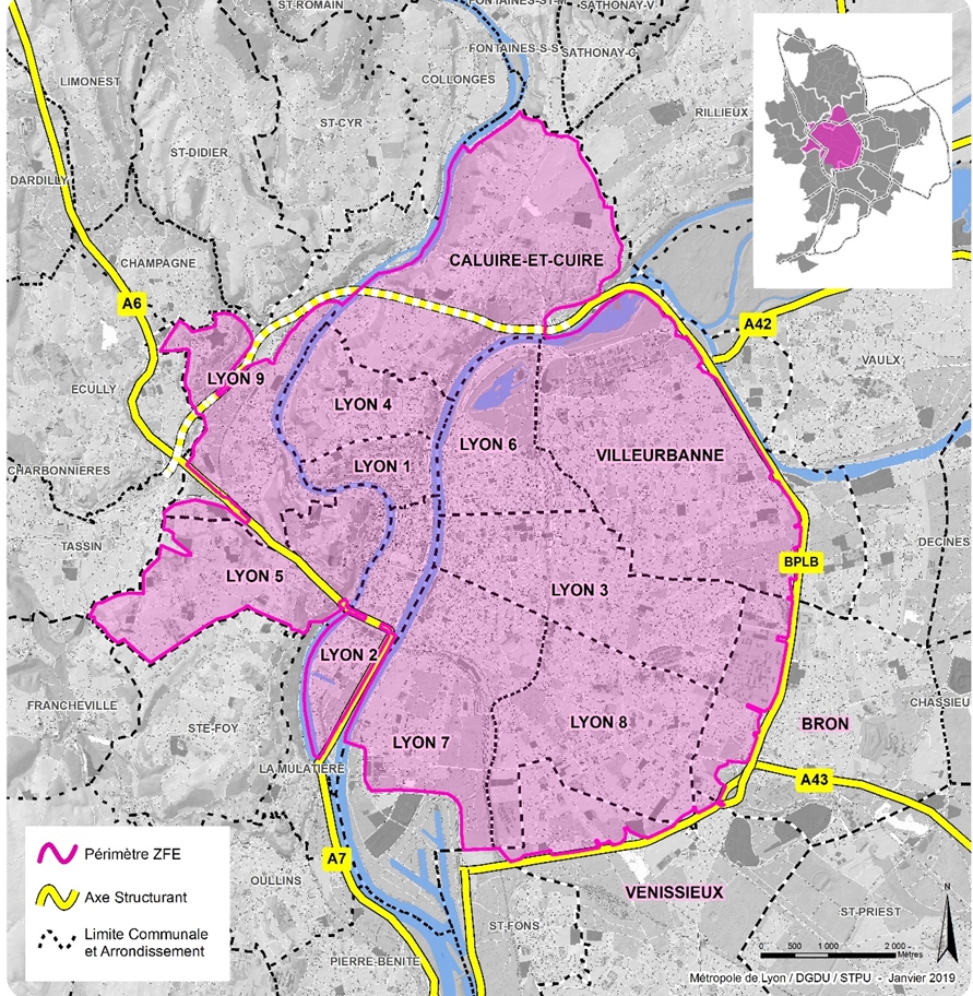 Zone ZFE pour la ville de Lyon.