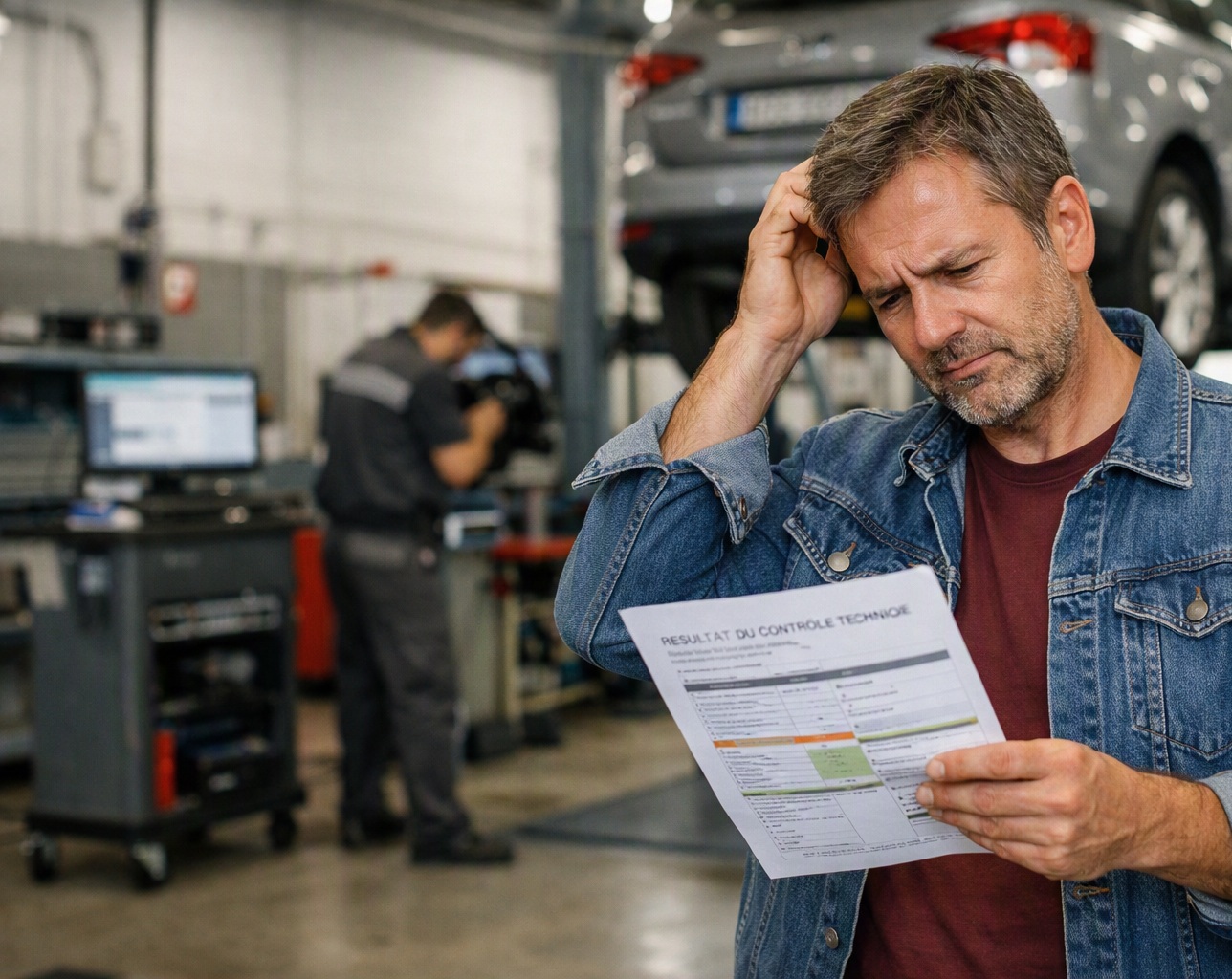 Contrôle technique révélant des défauts importants sur un véhicule d’occasion